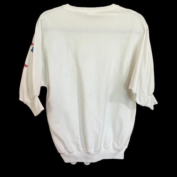 Vintage Butterfly Rose White Sweatshirt Grandmacore Maxmalist Cottagecore - Picture 6 of 9